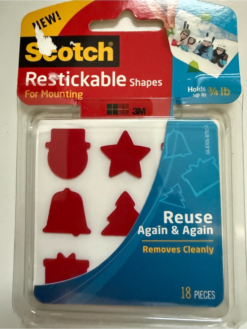 Scotch Red Restickable Holiday Shapes for Mounting